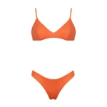 COSTUME DONNA MATINEE A DUE PEZZI DELLA STAGIONE ESTATE 2026. TOP CON IMBOTTITURA ESTRAIBILE NEL TESSUTO KRISTALL COLOR ARANCIO