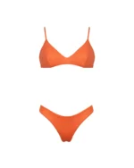 COSTUME DONNA MATINEE A DUE PEZZI DELLA STAGIONE ESTATE 2026. TOP CON IMBOTTITURA ESTRAIBILE NEL TESSUTO KRISTALL COLOR ARANCIO