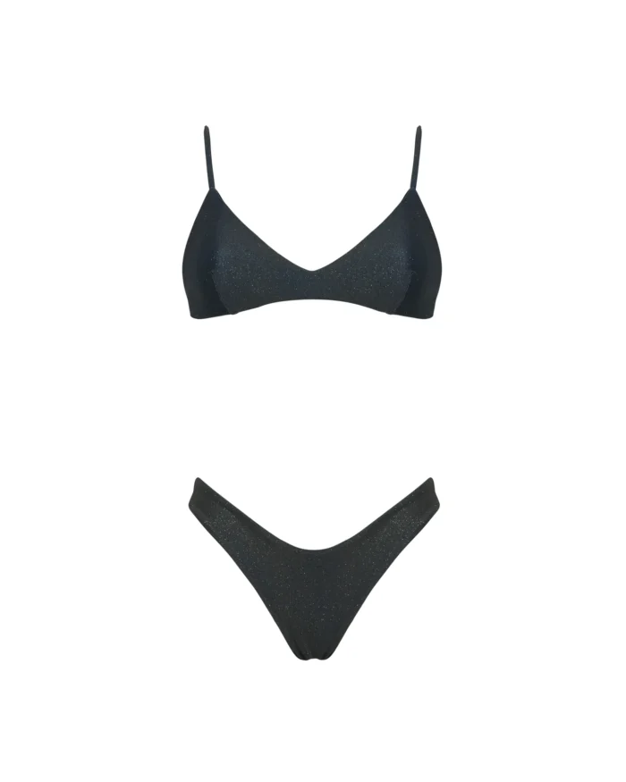 COSTUME DONNA MATINEE A DUE PEZZI DELLA STAGIONE ESTATE 2026. TOP CON IMBOTTITURA ESTRAIBILE NEL TESSUTO KRISTALL COLOR NERO