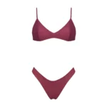 COSTUME DONNA MATINEE A DUE PEZZI DELLA STAGIONE ESTATE 2026. TOP CON IMBOTTITURA ESTRAIBILE NEL TESSUTO KRISTALL COLOR VINO