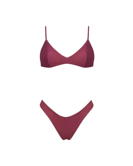 COSTUME DONNA MATINEE A DUE PEZZI DELLA STAGIONE ESTATE 2026. TOP CON IMBOTTITURA ESTRAIBILE NEL TESSUTO KRISTALL COLOR VINO