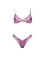 COSTUME DONNA MATINEE A DUE PEZZI DELLA STAGIONE ESTATE 2026. TOP IN TESSUTO LUREX NEL COLORE TIE DYE ROSA