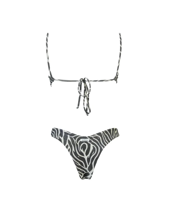 COSTUME DONNA MATINEE A DUE PEZZI DELLA STAGIONE ESTATE 2026. TOP IN TESSUTO LUREX NEL COLORE ZEBRATO BIANCO