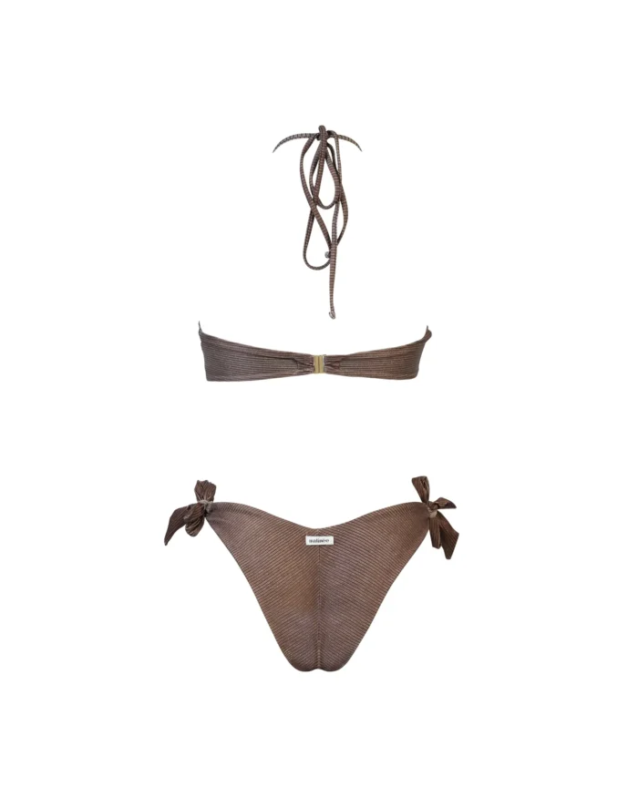 COSTUME DONNA MATINEE FASCIA/TOP TESSUTO A COSTINE IN LUREC MARRONE - immagine 4