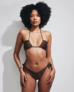 COSTUME DONNA MATINEE FASCIA/TOP TESSUTO A COSTINE IN LUREC MARRONE - immagine 2