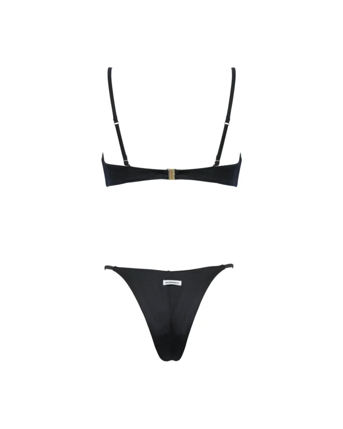 COSTUME DONNA MATINEE TOP CON FORO E DETTAGLIO IN LYCRA LUCIDA NERA - immagine 4