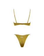 COSTUME DONNA MATINEE A DUE PEZZI DELLA STAGIONE ESTATE 2026. TOP CON FORO E DETTAGLIO IN METALLO. LYCRA LUCIDA NERA