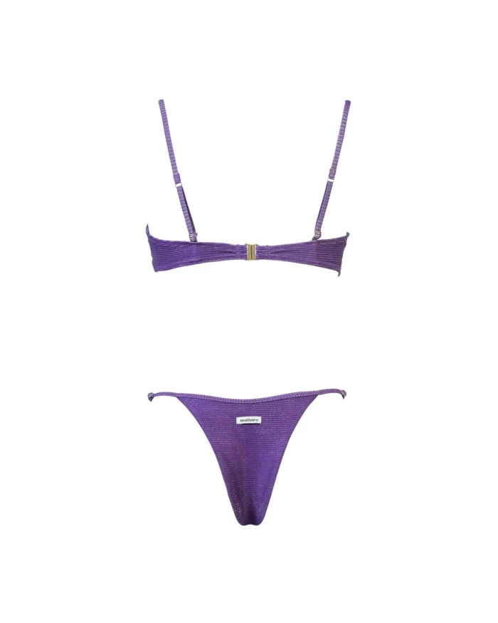 COSTUME DONNA MATINEE TOP CON FORO IN TESSUTO A COSTINE LUREX VIOLA - immagine 3