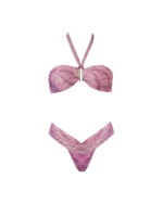 COSTUME DONNA MATINEE A DUE PEZZI DELLA STAGIONE ESTATE 2026. FASCIA IN TESSUTO LUREX FANTASIA DIE TYE ROSA