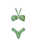 COSTUME DONNA MATINEE A DUE PEZZI DELLA STAGIONE ESTATE 2026. FASCIA IN TESSUTO LUREX FANTASIA DIE TYE VERDE