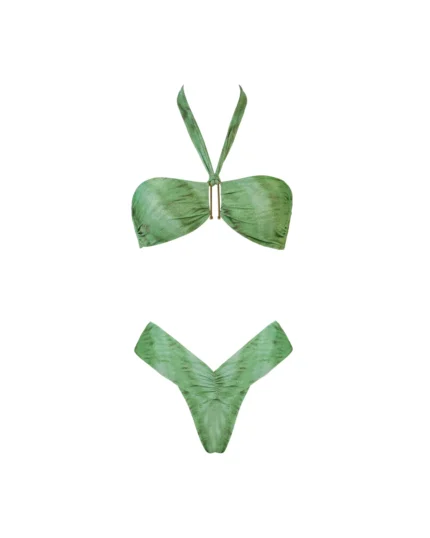 COSTUME DONNA MATINEE A DUE PEZZI DELLA STAGIONE ESTATE 2026. FASCIA IN TESSUTO LUREX FANTASIA DIE TYE VERDE