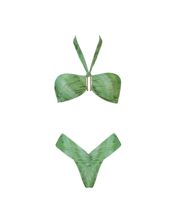 COSTUME DONNA MATINEE A DUE PEZZI DELLA STAGIONE ESTATE 2026. FASCIA IN TESSUTO LUREX FANTASIA DIE TYE VERDE