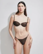 COSTUME DONNA MATINEE BALCONCINO NON IMBOTTITO CON FERRETTO IN TESSUTO LUREX MARRONE - immagine 2