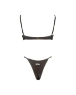 COSTUME DONNA MATINEE A DUE PEZZI DELLA STAGIONE ESTATE 2026. NON IMBOTTITO CON FERRETTO IN TESSUTO LUREX MARRONE