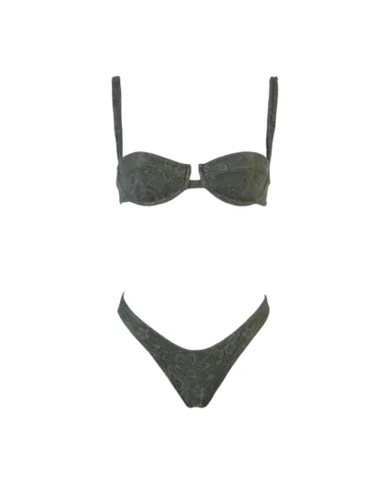 COSTUME DONNA MATINEE A DUE PEZZI DELLA STAGIONE ESTATE 2026. NON IMBOTTITO CON FERRETTO IN TESSUTO PIZZO VERDE