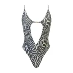 COSTUME DONNA MATINEE INTERO DELLA COLLEZIONE ESTATE 2026. IMBOTTITURA ESTRAIBILE IN TESSUTO LUREX ZEBRATO CON DETTAGLIO TRA LE COPPE