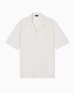 CAMICIA UOMO EMPORIO ARMANI MISTO LINO BIANCO MEZZA MANICA - immagine 3