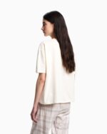 TSHIRT DONNA EMPORIO ARMANI LARGA COLOR AVORIO CON LOGO GRIGIO CHIARO - immagine 3