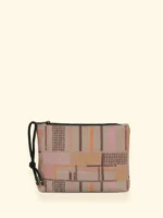 POCHETTE IN NEOPRENE EFFEK BASE BEIGE E FANTASIA MARRONE E ARANCIO - immagine 3