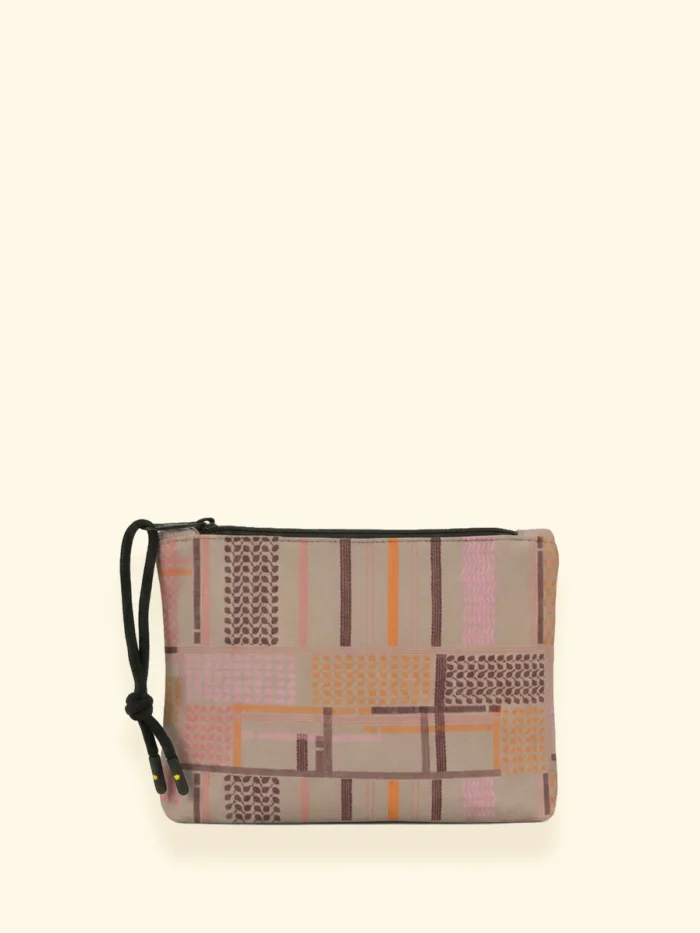 POCHETTE IN NEOPRENE EFFEK BASE BEIGE E FANTASIA MARRONE E ARANCIO - immagine 3