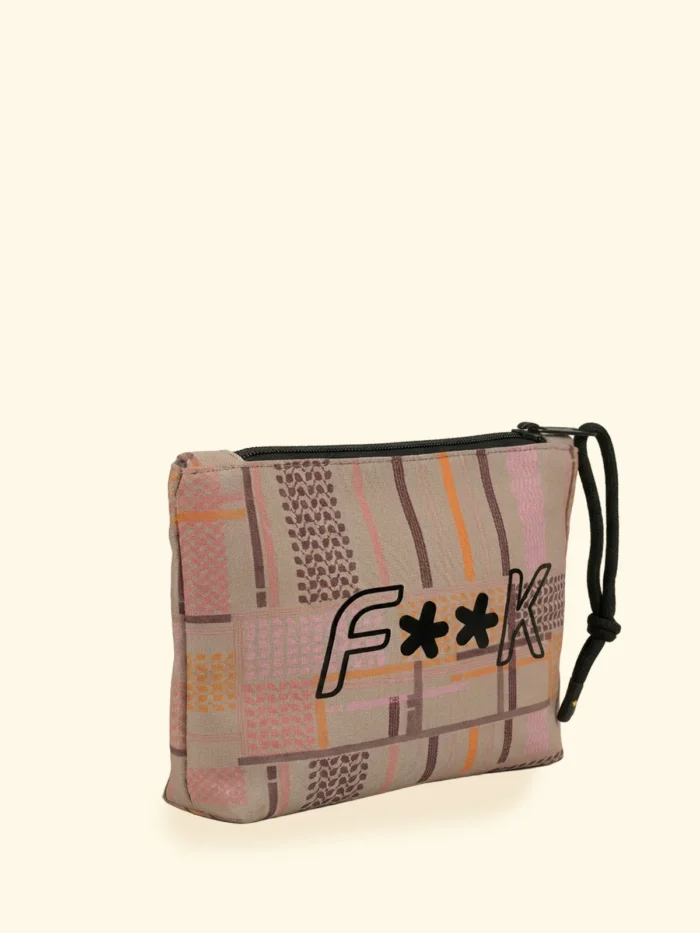 POCHETTE IN NEOPRENE EFFEK BASE BEIGE E FANTASIA MARRONE E ARANCIO - immagine 2