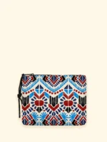 POCHETTE IN NEOPRENE EFFEK FANTASIA TURCHESE E COCCIO SU BASE PANNA - immagine 3