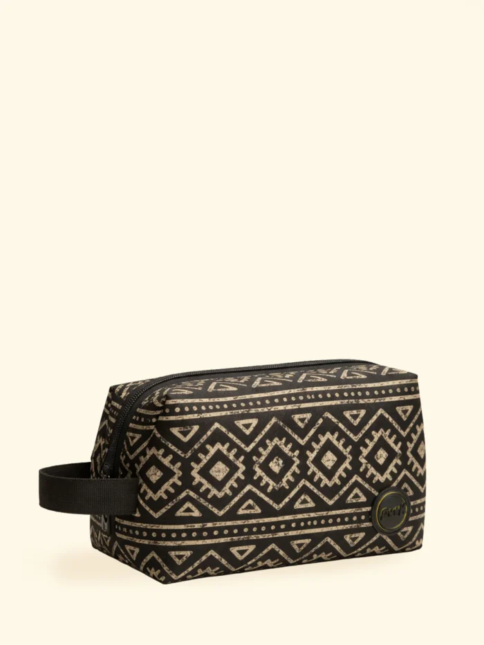 POCHETTE EFFEK IN CANVA FANTASIA TRIBALE BEIGE SU BASE NERA - immagine 2