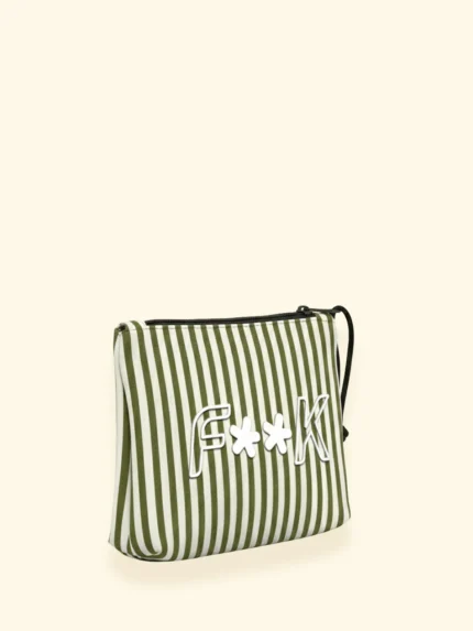 POCHETTE IN NEOPRENE EFFEK DELLA STAGIONE ESTATE 2026. A RIGHINE PANNE E VERDE MILITARE