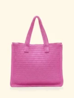 BORSA MARE EFFEK IN RAFIA FODERATA CON LOGO RICAMATO NEL COLORE FUCSIA - immagine 3
