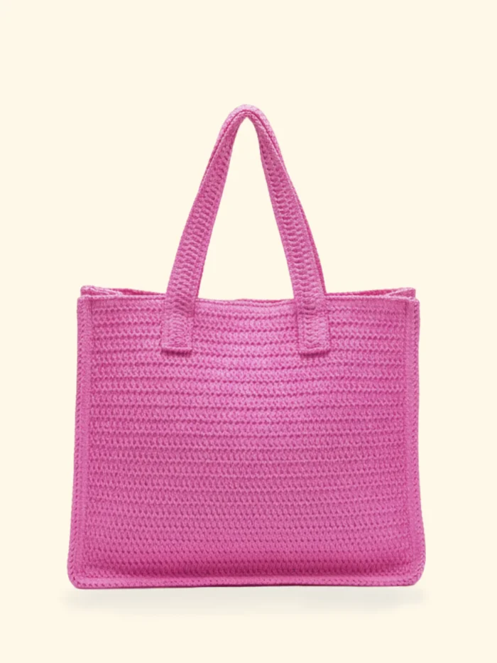 BORSA MARE EFFEK IN RAFIA FODERATA CON LOGO RICAMATO NEL COLORE FUCSIA - immagine 3