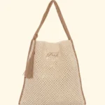 BORSA MARE EFFEK IN RAFIA NON FODERATA RETTANGOLARE COLOR BEIGE CHIARO CON PROFILI BEIGE SCURI