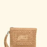 POCHETTE MARE EFFEK IN RAFIA CON LOGO RICAMATO DELLA COLLEZIONE ESTATE 2026. COLOR BEIGE NATURALE