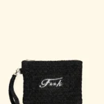 POCHETTE MARE EFFEK IN RAFIA CON LOGO RICAMATO DELLA COLLEZIONE ESTATE 2026. COLOR NERA