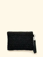 POCHETTE MARE EFFEK IN RAFIA CON LOGO RICAMATO COLOR NERA - immagine 3