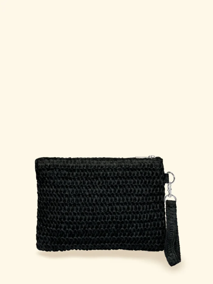 POCHETTE MARE EFFEK IN RAFIA CON LOGO RICAMATO COLOR NERA - immagine 3