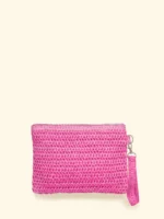 POCHETTE MARE EFFEK IN RAFIA CON LOGO RICAMATO COLOR FUCSIA - immagine 3