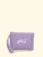 POCHETTE MARE EFFEK IN RAFIA CON LOGO RICAMATO DELLA COLLEZIONE ESTATE 2026. COLOR LILLA