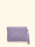 POCHETTE MARE EFFEK IN RAFIA CON LOGO RICAMATO COLOR LILLA - immagine 3