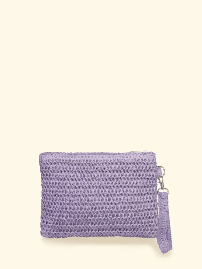 POCHETTE MARE EFFEK IN RAFIA CON LOGO RICAMATO COLOR LILLA - immagine 3