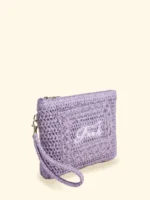 POCHETTE MARE EFFEK IN RAFIA CON LOGO RICAMATO COLOR LILLA - immagine 2