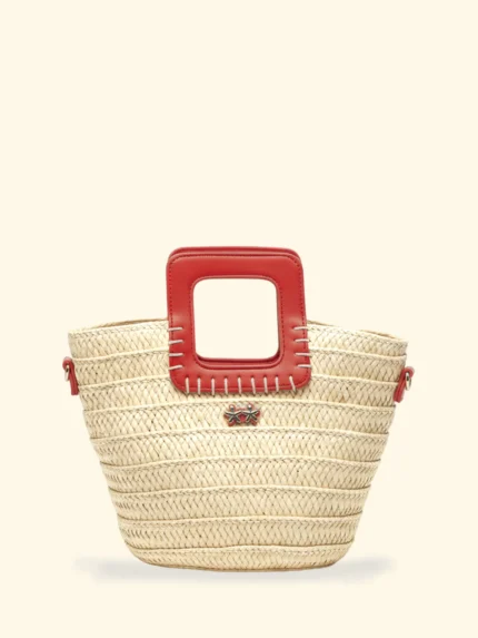 BORSINA RAFIA EFFEK DELLA STAGIONE ESTATE 2026. RAFIA BEIGE CHIARO CON MANICI E TRACOLLA IN ECOPELLE ARANCIO