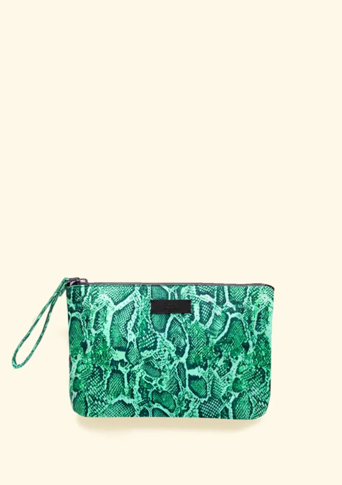 POCHETTE EFFEK IN TELA DELLA COLLEZIONE ESTATE 2026. FANTASIA PITONATA VERDE