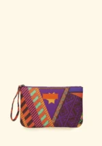 POCHETTE EFFEK IN TELA DELLA COLLEZIONE ESTATE 2026. FANTASIA VIOLA, VERDE E MARRONE CON STELLA