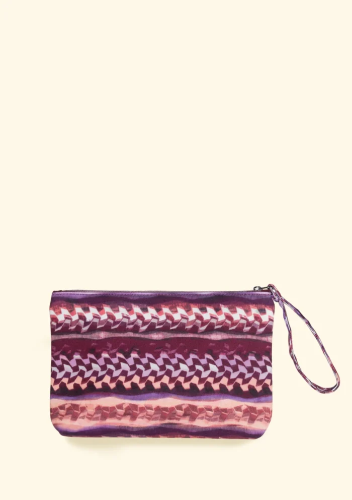 POCHETTE EFFEK IN TELA FANTASIA DAI COLORI LILLA, ROSA, VIOLA E BORDEAUX - immagine 3