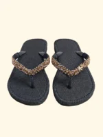 INFRADITO DONNA EFFEK IN GOMMA NERA CON PERLINE COLORATE - immagine 2
