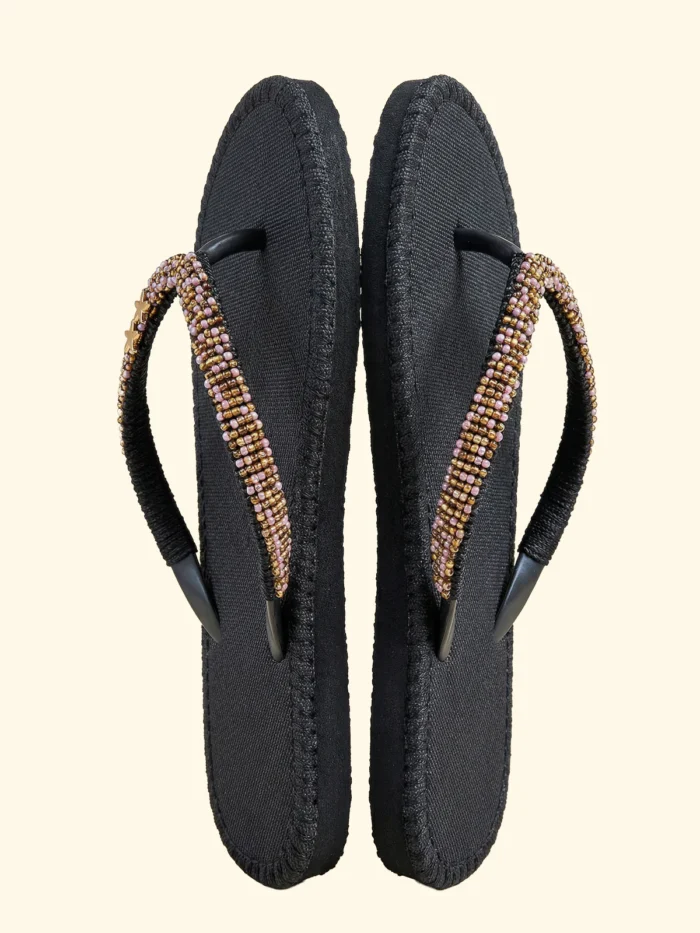 INFRADITO DONNA EFFEK IN GOMMA NERA CON PERLINE COLORATE - immagine 3