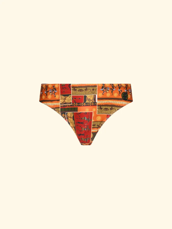 COSTUME UOMO EFFEK SLIP FANTASIA AZTECA COLORI ARANCIO E COCCIO - immagine 3