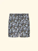 COSTUME UOMO EFFEK A PANTALONCINO FANTASIA FIORI BEIGE SU BASE NERA - immagine 3