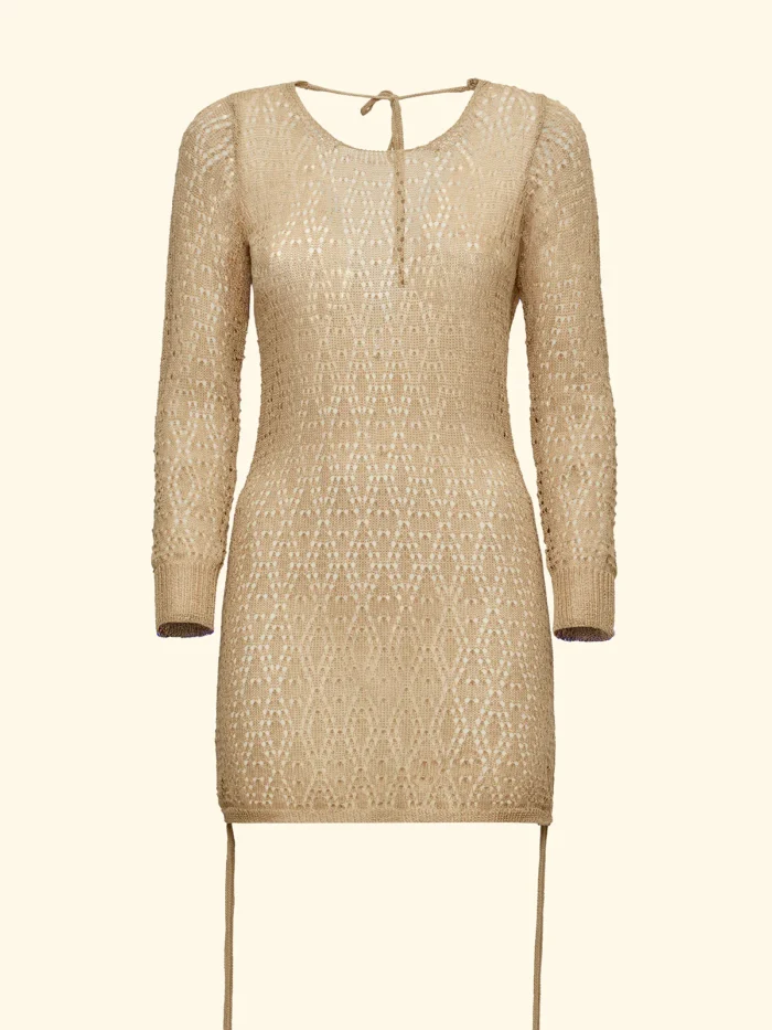 COPRICOSTUME DONNA EFFEK CORTO TRAFORATO BEIGE CON SCOLLO SULLA SCHIENA - immagine 2