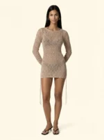 COPRICOSTUME DONNA EFFEK DELLA STAGIONE ESTATE 2026. TRAFORATO NEL COLORE BEIGE CON BELLISSIMO SCOLLO SULLA SCHIENA